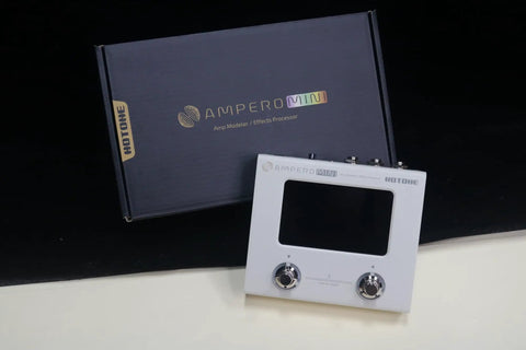 Ampero Mini MP50VN Guitar Multi Effects Processor With Touch Screen Modeling IR Cabinets in front of product box