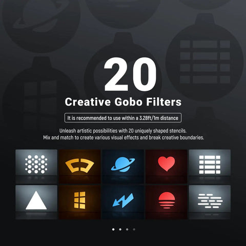 Image showing 20 Creative GOBO filters for Basics RGB Photography Flashlight With 4 Colors And 20 GOBO Filters, CRI95 Plus.