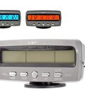 VST car digital display clock kit: gray main unit with thermometer and voltmeter plus two small blue and orange displays.