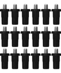 Plastic Spring Loaded Cabinet Pins Kit 50 Pack With Iron Core arranged in rows for clear view of design and material.