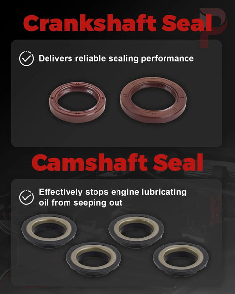 Thinking Process: crankshaft and camshaft seal set with brown and black rubber rings for engine oil sealing