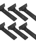 Pack of 6 Heavy Duty 8 Inch Floating Shelf Brackets Black Industrial Steel L Shaped Shelf Supports For Wood And Metal Shelves
