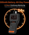 Top Notch Handheld Particle Counter Featuring Pm1 Pm25 Pm10 Air Quality Monitoring And Iso Certified Aerosol Detection Bringing Spot On Accuracy To Cleanrooms Labs And Medical Facilities Daily with digital display and buttons.