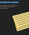 High-quality brass rods stacked, showcasing durability of Two Brass Rods Twelve Inches Long, Three Eighths Inch Diameter Round Stock Lathe Bar.