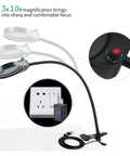 Clip On Magnifying Lamp With 3X 10X Loupes 8X15X Flexible Gooseneck LED Lighted Desk Loupe for PCB Inspection setup view