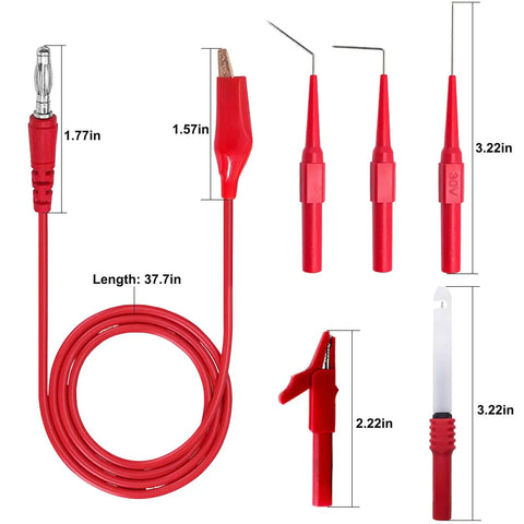 31 Piece Back Probe Kit With Banana Plug To Copper Alligator Clip Test Leads Insulation Piercing Probes And Nickel Plated Clips Automotive Diagnostic Wires Set For Car Repair Circuit Testing And Electrical Troubleshooting parts view