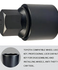 D Wheel Lock Key Lug Nut Tool For Removal And Installation Pro Grade Heavy Duty Anti Theft Wheel Lock Socket Adaptor Tire Locking Lug Nut Remover For Toyota Lexus Tacoma Models, close-up view