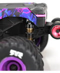 Beefed Up HD Bearing Wheelie Bar Wheels for Arrma Grom MT RC Car with red wheel cover and suspension detail