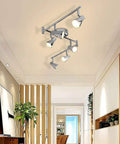 Four Light Track Lighting Kit Four Way Modern Flush Mount Ceiling And Wall Decorative Lamp in a living room setting