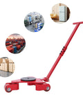 Solid Core Heavy Duty 2 Ton Capacity 3 Wheel Machinery Dolly Shifts Warehouse Freight With Zero Sweat Featuring Rustproof Iron And Pu Build For Weekend Warriors, shown in a workshop setting.