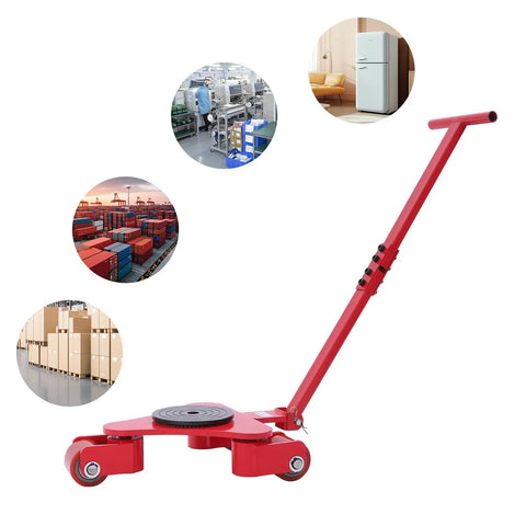 Solid Core Heavy Duty 2 Ton Capacity 3 Wheel Machinery Dolly Shifts Warehouse Freight With Zero Sweat Featuring Rustproof Iron And Pu Build For Weekend Warriors, shown in a workshop setting.