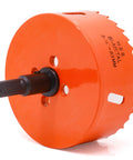 Koopi 3.25 in bi-metal hole saw with arbor and drill bit, orange, for metal, wood, plastic
