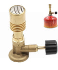 Compact Portable Bunsen Burner With Brass Gas Burner Head And Air Adjustment for Lab Heating Countertop Blowtorch, close-up view