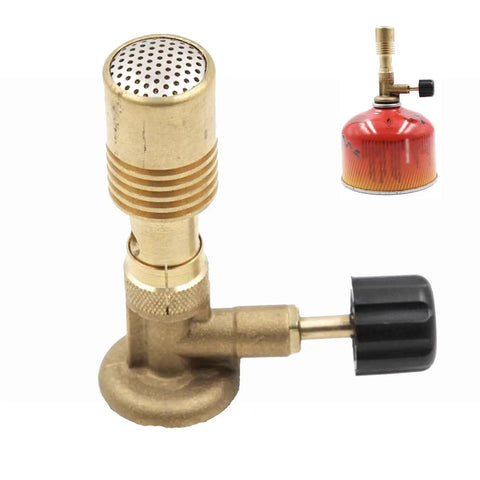 Compact Portable Bunsen Burner With Brass Gas Burner Head And Air Adjustment for Lab Heating Countertop Blowtorch, close-up view