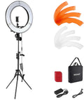 18 Inch Ring Light Kit With 55W 5600K Pro LED Stand Phone Holder Soft Tube And Carry Bag For Tattoo Lash Extensions Barber Makeup Artist Studio Video Photography Lighting RL 18, with accessories