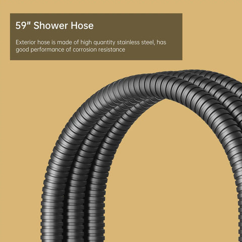 High Pressure 2 In 1 Handheld Shower Head Set With 7 Inch Spray Head And 59 Inch Hose Brass Construction Matte Black Finish
