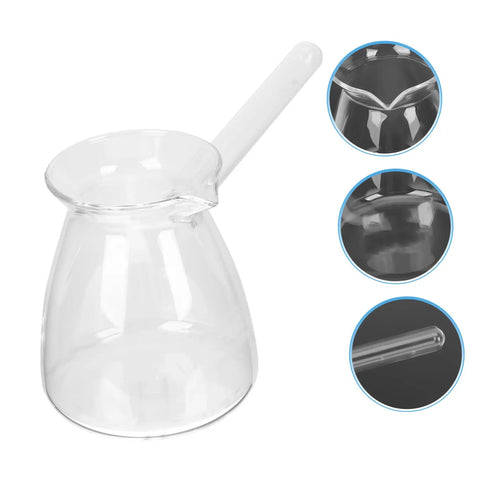Thickened Glass Turkish Coffee Pot 16 Oz Borosilicate Teapot with Side Handle for Stovetop Brewing Coffee and Heating Milk