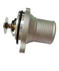 Heavy Duty Engine Coolant Thermostat Housing Assembly Direct Replacement For Perkins 1103 1104 Series Diesel Industrial Cooling Systems angled view with gasket.