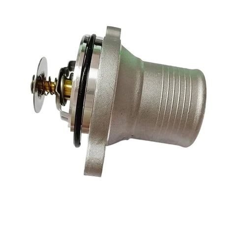 Heavy Duty Engine Coolant Thermostat Housing Assembly Direct Replacement For Perkins 1103 1104 Series Diesel Industrial Cooling Systems angled view with gasket.