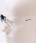 Killer Flip Up Magnifying Safety Goggles Plus Two Point Zero Power With Snap Off Reader Lens For Heavy Duty Workshop Jobs And Home Upgrade Projects No Sweat Eye Protection Gear on mannequin head.