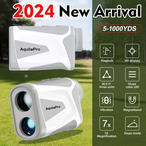 Go To Golf Rangefinder With Slope, Flag Lock Vibration, 7X Magnification, 1000 Yard Range on grass background