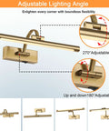 Super Sleek Wireless Picture Light For Wall Featuring Rechargeable Led Art Display With Remote Control Smooth Dimmable 3Cct Brightness Brass Gallery Sconce with adjustable lighting angle.