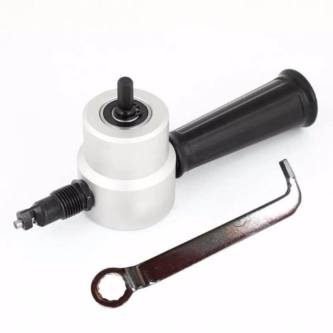 Double Head Sheet Metal Nibbler Saw Cutter For Electric Drill Attachment with wrench, ergonomic grip, and extra parts