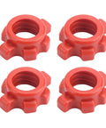Close up of four star lock nuts for 40cm Dumbbell Handles With Anti Slip Rubber Grips And 4 Star Lock Nuts For Home Gym Weight Lifting PP Plastic Bar Grips