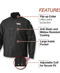 Premium Flame Resistant Cotton Welding Jacket For Comfort And Safety Black Medium Size With Anti Static 9 Oz FR Fabric Features