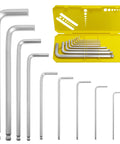 9 Piece Ball End Hex Key Set in Chrome Vanadium Metric 1.5 To 10mm displayed with yellow portable case