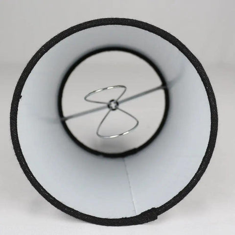 Inside view of Set Of 6 Off White Linen Clip On Chandelier Lamp Shades, 4 Inch Top Diameter, showing clip on fitter for bulbs.