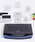 Smart Home Sensor Kit With Gateway Router For Connected Spaces, Plug And Play, Door Window Sensor, Temperature And Humidity Monitor, Water Leak Detector, Motion Sensor, Call Button, Customer Satisfaction Panel And Traffic Counter, white devices