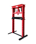 20 Ton Hydraulic Shop Press H Frame Floor Press With Adjustable Table Height In 4.75 Inch Increments Includes 7.5 X 3.5 Inch Press Plates Heavy Duty 149 Lb Unit Perfect For Auto Repair Metalworking And Fabrication Projects, visible from front view