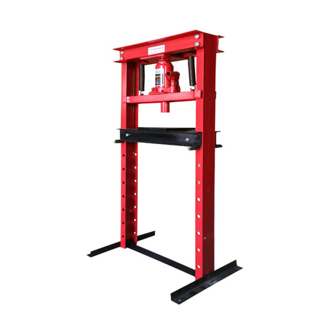 20 Ton Hydraulic Shop Press H Frame Floor Press With Adjustable Table Height In 4.75 Inch Increments Includes 7.5 X 3.5 Inch Press Plates Heavy Duty 149 Lb Unit Perfect For Auto Repair Metalworking And Fabrication Projects, visible from front view