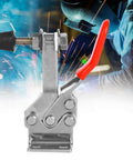 304 Stainless Steel Toggle Clamp, Beast Mode Heavy Duty 280Kg Clamping Force For Welding Fixtures And Woodworking Jigs, Quick Release Horizontal Clamp With 4 Hole Base And Rubber Pad, Rust Resistant, Built For Real World Shops in a welding environment.