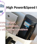 Close-up of the high power motor in the Top Tier Flat Surface Labeling Machine With Solid Vacuum Pump For Self Adhesive Labels.