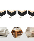 4 Pcs Black Wood Furniture Legs Set L Shaped Table Feet Bed Riser Compatible For Cabinets And Sofas Easy Install No Fuss Reusable