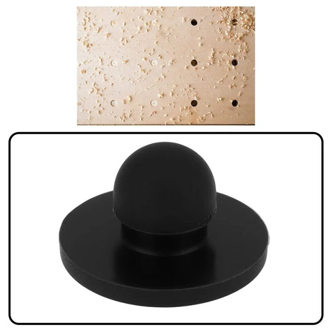 100x Rubber Feet Push In Knurled Bumpers For 1/4 Inch Holes, No Tools Needed Press Fit, black bumper and wood surface