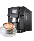 200W Commercial Espresso Machine With Independent Milk Frothing System Auto Coffee Maker for cafes and offices, black, side view