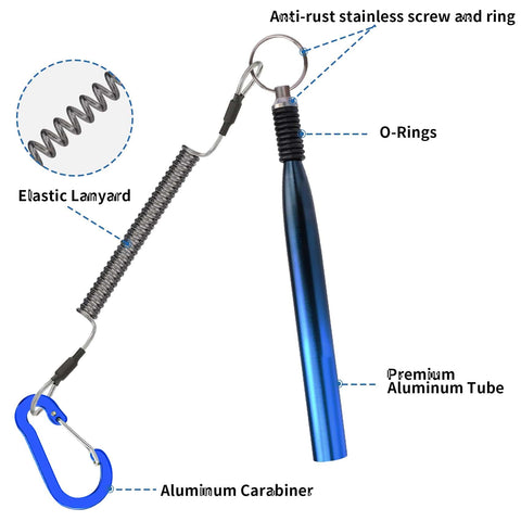 Gradient Wacky Rig Tool With Silicone O Rings 210 Pcs For 3 To 4 Inch And 5 To 7 Inch Worm Lures showing aluminum tube and carabiner
