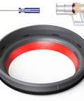 V11 V15 Dust Bin Top Fixed Sealing Ring Replacement for Vacuum Cleaners showing red seal, gray ring, and included T8 screwdriver