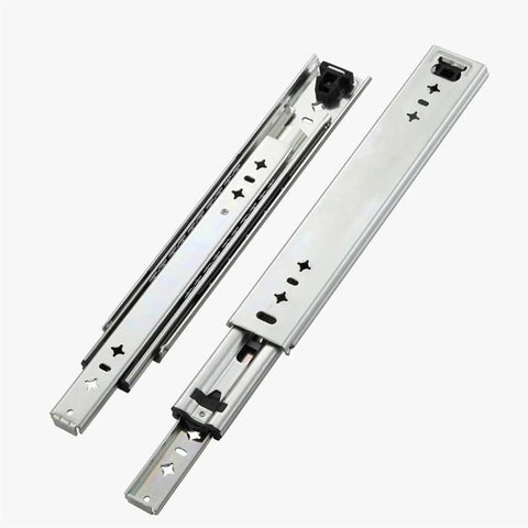 One Pair Heavy Duty Drawer Slides Ball Bearing Full Extension Cabinet Rails Three Fold Design shown from side view