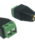 Three Point Five Millimeter Ts Mono Male To Two Pin Screw Terminal Female Aux Headphone Adapter Solderless Balun Converter two pack with green connectors