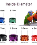 Multi Color Aluminum Pigeon Leg Bands Set Of 50 Open Ring Foot Rings For Birds 4 To 8mm Identification sizes with parrots