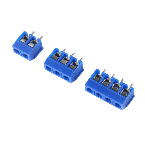Fifty Piece 5.08mm Pitch PCB Mount Screw Terminal Block Connector Kit with 30 two pin 10 three pin and 10 four pin units