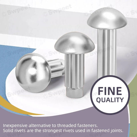 Close-up of 800Pcs Aluminum Rivet Kit M2 M2.5 M3 M4 Half Round Head Solid Knurled Rivets for durable repairs.