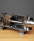 1/3 Scale Turbojet Engine Kit For Aircraft Gearheads, 100-Piece DIY Model With Realistic Fan Blade Action, CNC Machined Parts, Premium Resin Components, Build Your Own Jet Engine cutaway on stand