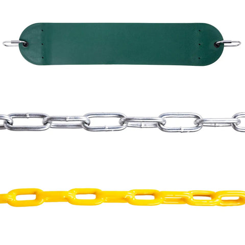 Heavy Duty Swing Seat With 66 Inch Chains For Outdoor Playground Use Includes Snap Hooks And Hanging Straps Supports Up To 440 Lb In Green