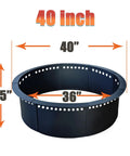 Smokeless Fire Pit Ring Insert Heavy Duty Steel Rim For DIY Fire Pits 40 Inch Outer 36 Inch Inner 8 Piece Installation Kit