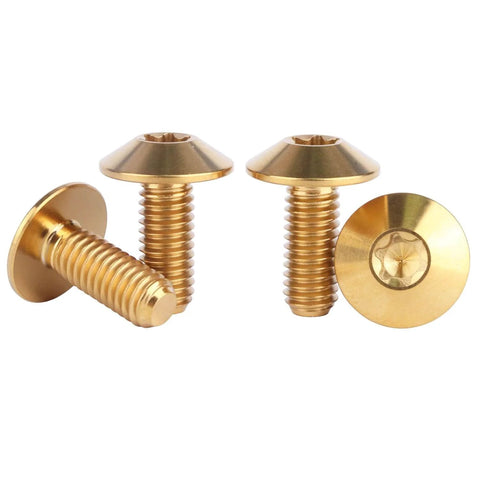 4 Pack Titanium Bolts M5 And M6 Torx Head Screws For Bicycle And Motorcycle, Grade 5 Titanium, Corrosion Resistant Gold Finish